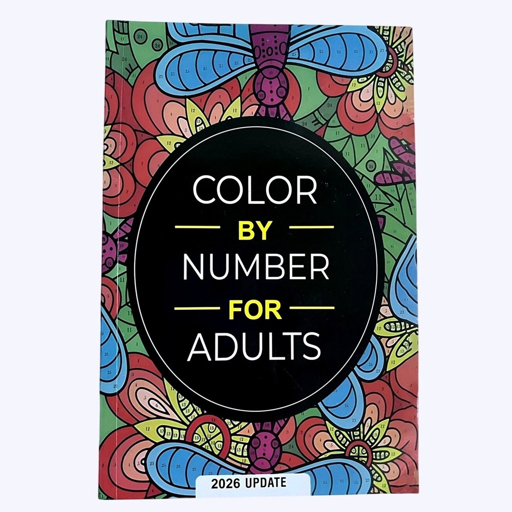Color By Number For Adults Coloring Book Relaxation Stress Relief Mindful New